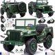  Pogonski avto JEEP WILLYS 4X4 z baterijo 12V14AH, platišči EVA, ameriška vojska