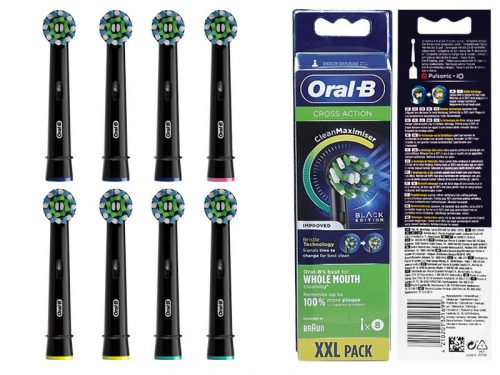  8ST BRAUN ORIGINAL ORAL-B CROSS ACTION EB50 ČRNA