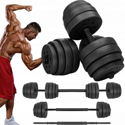  ADJUSTABLE Dumbbells + ročna palica komplet za vadbo uteži 2x20kg 40kg