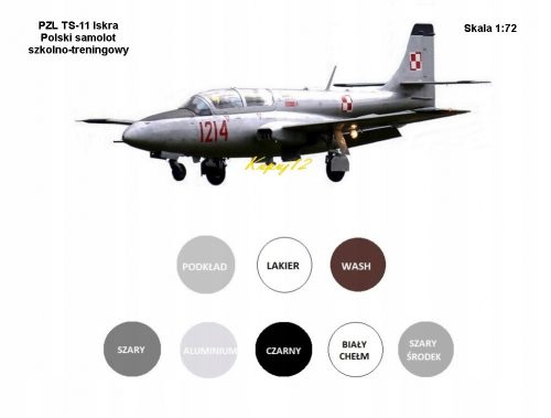  MODEL za lepljenje letala TS-11 ISKRA Komplet: temeljni premaz, barve, laki, pranje