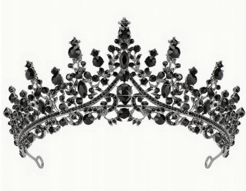  Srebrna črna tiara diadem krona gotska alternativa za noč čarovnic sv. Andreja