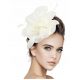  Krem ecru fascinator toque, eleganten klobuk, pentlja, banket, obhajilo