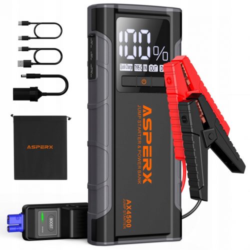  ASPERX Powerbank 4500A 12V za avtomobile Petrol Diesel LED USB-C LCD