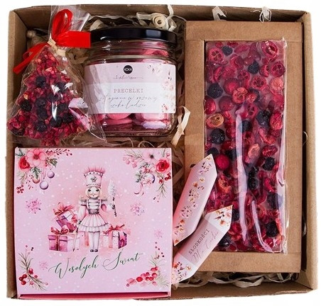  DARILNA KOŠARA CHRISTMAS BOX GIFT Roza set bonbonov DARILO