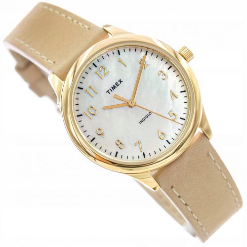  ŽENSKA URA TIMEX TW2W15800 EASY READER BEŽ NA ELEGANTNEM PAŠKU