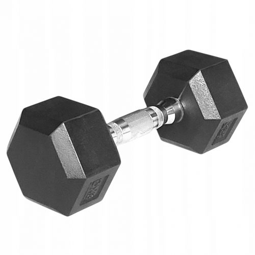  Dumbbell vadbene uteži, uteži iz litega železa, jeklena gumirana šestroba utež - 7 kg