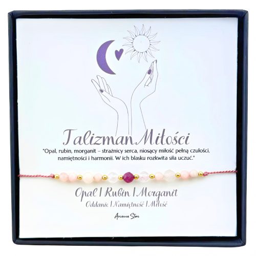  LOVE TALISMAN Ženska zapestnica LOVE AMULET morganit opal rubin