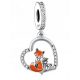  MD charms obesek srce lisica fox kamni S925