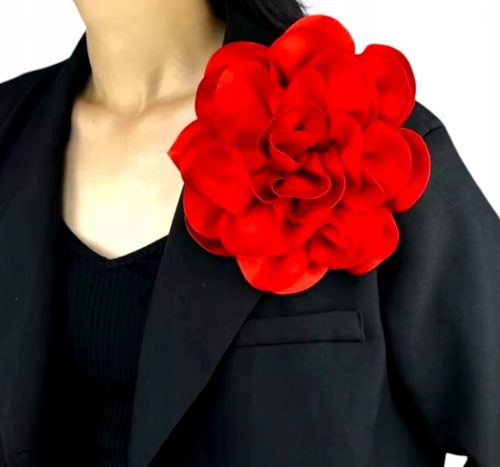  Velika broška FLOWER FLOWER rdeča rdeča SATEN ROSE FLOWER PIN 20cm