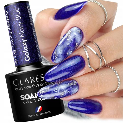  CLARESA GALAXY NAVY BLUE BLUE HYBRID LAK ZA NOHTE Z BLEŠČEČIMI DELCI 5 ml