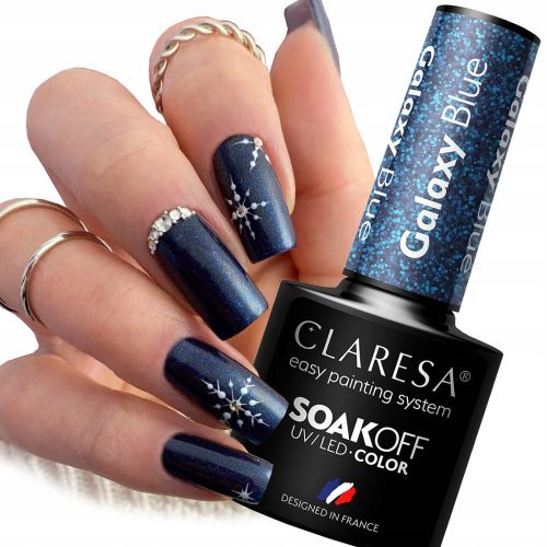  CLARESA GALAXY BLUE BLUE HYBRID LAK ZA NOHTE Z BLEŠČEČIMI DELCI 5 ml