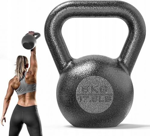  Masivni Litoželezni Kettlebell PROIRON 8 kg Črna 1 kos.