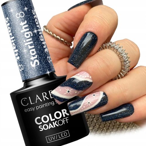  8 NAVY BLUE HYBRID POLISH GLItter FLASH EFECT 5 g