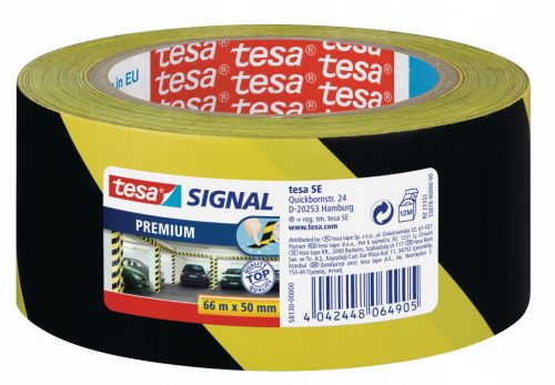  tesa premium opozorilni trak, rumen in črn, 66 m