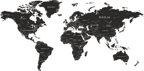  Sheridan World Map stenska nalepka 100 x 200 cm črna