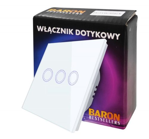 Trojno stikalo na dotik, podometno BarON belo 3GWHITE