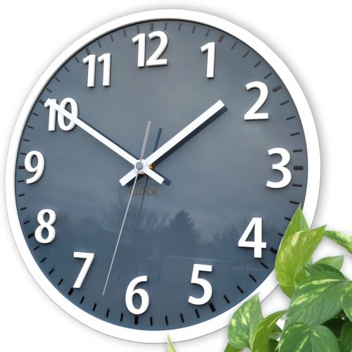  Stenska ura ModernClock, bela, odtenki sive, 30 cm