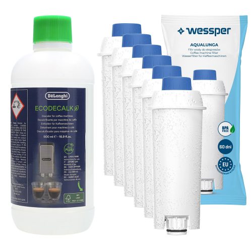  5× filterski vložek Wessper AquaLunga WES039 1 kos + sredstvo za odstranjevanje vodnega kamna Delonghi Ecodecalk DLSC500 500 ml