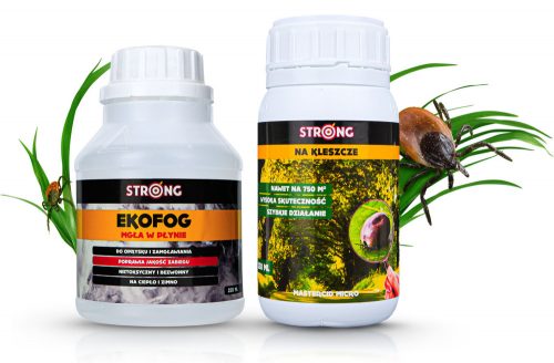  Tekočina proti klopom Strong 0,65 kg 250 ml + Tekočina proti ščurkom, klopom, komarjem, mravljam, muham, pajkom, bolham, stenicam, srebrnim ribicam Strong 0,35 kg 250 ml